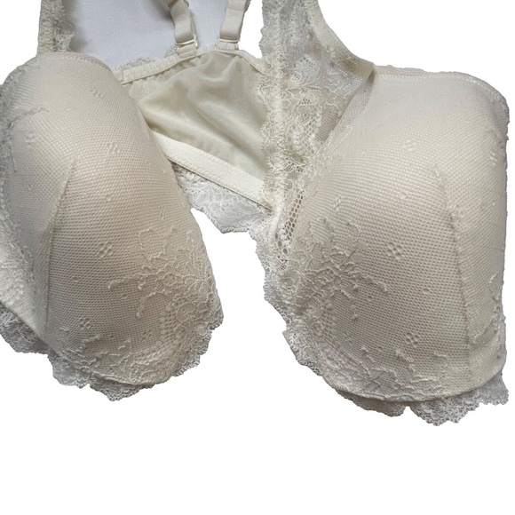 Spanx Bra Four Play Front Close Size L Ivory Lacy Wirefree - Picture 2 of 7